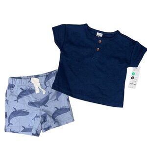 NEW Carter's Just One You Baby Boys' Textured Whale Top & Bottom Set - Navy Blue